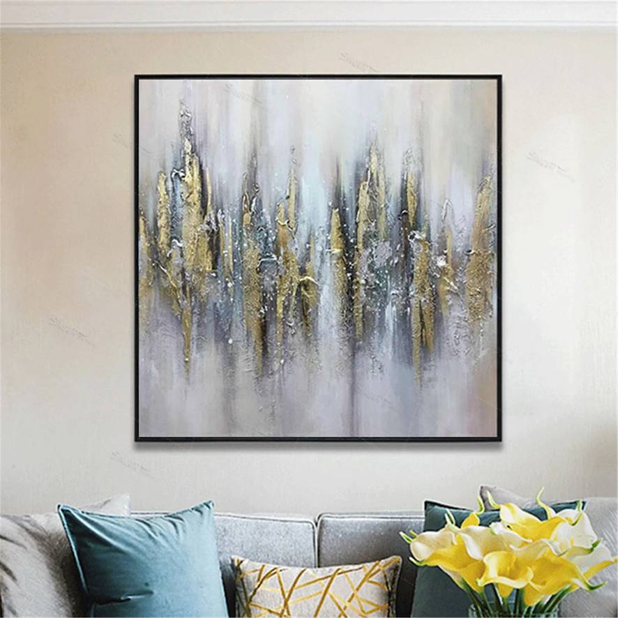Entryway Handmade Gold Leaf You Office Abstract Canvas Artwork ZC1Q9